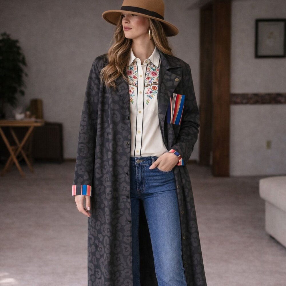 CRAZY TRAIN AZTEC PRINT/LEOPARD PRINT‎ DUSTER NWT